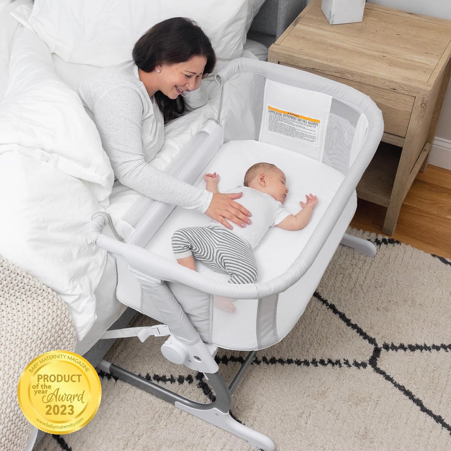 Baby Delight Beside Me Dreamer Bassinet | Bedside Sleeper | 6-Position Height Adjustment | Charcoal Tweed