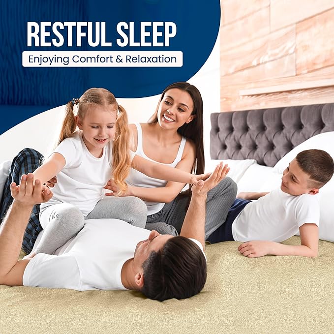 Full Size Mattress Protector Waterproof, Premium 200 GSM Terry Mattress Cover, Soft & Breathable Bed Cover, Fitted Sheet Style Stretchable Deep Pockets 15" by Utopia Bedding (Beige)