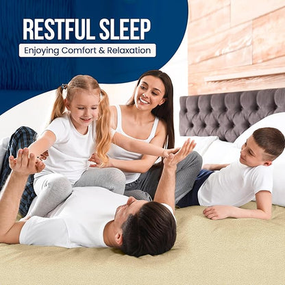 Full Size Mattress Protector Waterproof, Premium 200 GSM Terry Mattress Cover, Soft & Breathable Bed Cover, Fitted Sheet Style Stretchable Deep Pockets 15" by Utopia Bedding (Beige)