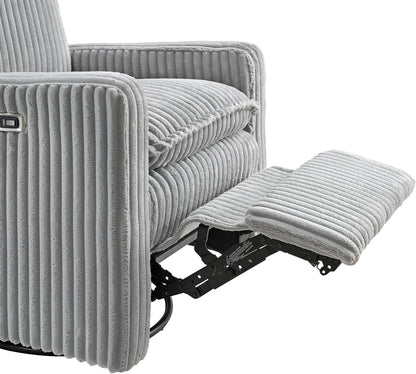 Oxford Baby Uptown Upholstered Glider Recliner Rocking Chair 360° Swivel for Nursery and Living Room - Boucle White