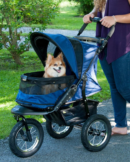Pet Gear No-Zip Jogger Pet Stroller for Cats/Dogs, Zipperless Entry, Airless Tires, Easy One-Hand Fold, Cup Holder + Storage Basket, Salt- Extra Large