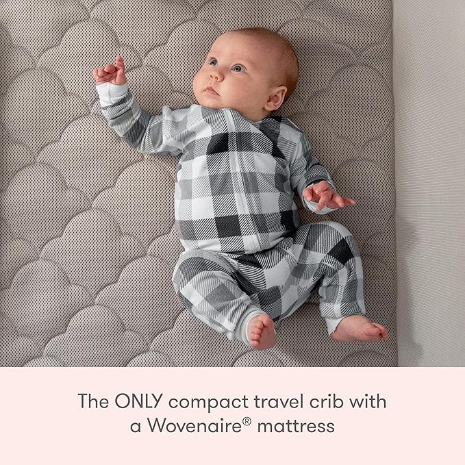 Newton Baby Compact Travel Crib & Play Yard | Breathable & Washable Mattress, Foldable Carry-On Size, Backpack Straps, Grey, Newton Bassinet Attachment NOT Included or Compatible