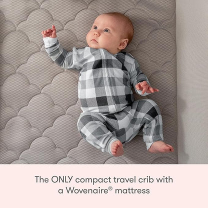 Newton Baby Compact Travel Crib & Play Yard | Breathable & Washable Mattress, Foldable Carry-On Size, Backpack Straps, Grey, Newton Bassinet Attachment NOT Included or Compatible