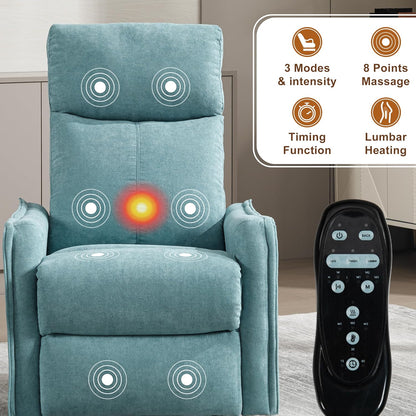Manual 360° Swivel Rocker Recliner Chair for Adults, Overstuffed Glider Chair for Nursery with Vibration Massage and Heat, Comfy Soft Fabric Glider with Side Pockets for Living Room, Beige