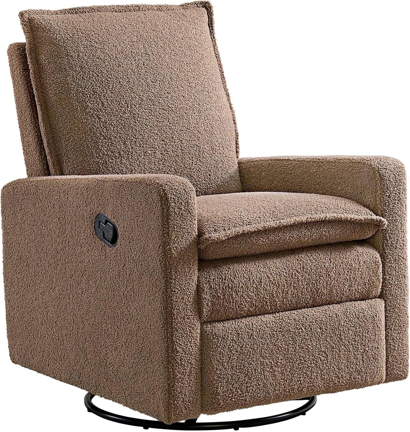 Oxford Baby Uptown Upholstered Glider Recliner Rocking Chair 360° Swivel for Nursery and Living Room - Boucle White