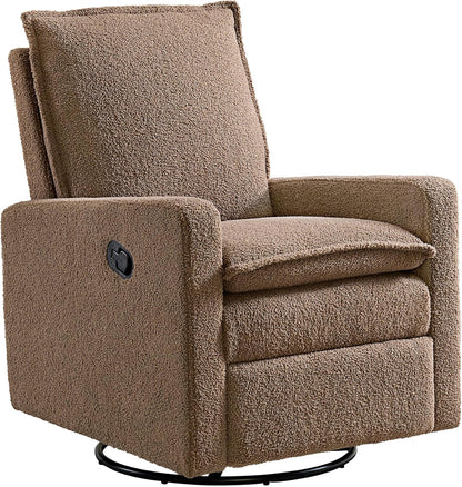 Oxford Baby Uptown Upholstered Glider Recliner Rocking Chair 360° Swivel for Nursery and Living Room - Boucle White