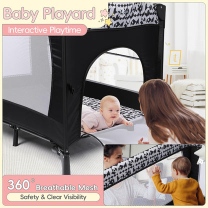 Xilingol 5-in-1 Baby Bassinet Bedside Sleeper, Pack and Play with Changing Table, Portable Crib with Carry Bag, Cosleeper Attach to Bed for Newborn to Toddlers