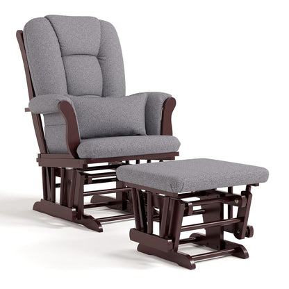 Storkcraft Tuscany Glider with Ottoman (Black/Gray) — GREENGUARD Gold Certified, Bonus Lumbar Cushion Included, Solid Wood Base, Smooth Motion, Award-Winning Nursery Rocking Chair, Glider and Ottoman
