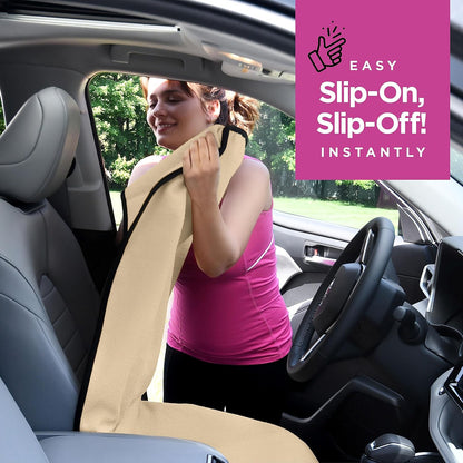 lebogner Car Seat Towel Cover for Post Gym Workout, Running, Swimming, and Hiking, 2 Pack Universal Fit Anti-Slip Waterproof Sweating Bucket Seat Protector for Cars, SUVs and Trucks, Black