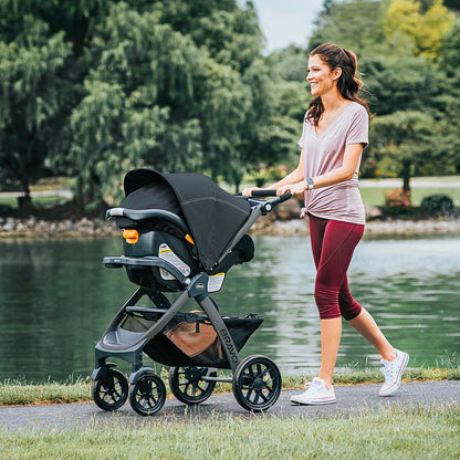 Chicco Bravo LE ClearTex Full-Size Stroller for Babies and Toddlers, UPF-Rated Canopy, GREENGUARD Gold Certified, Lightweight, One-Hand Compact Fold, Pewter/Grey