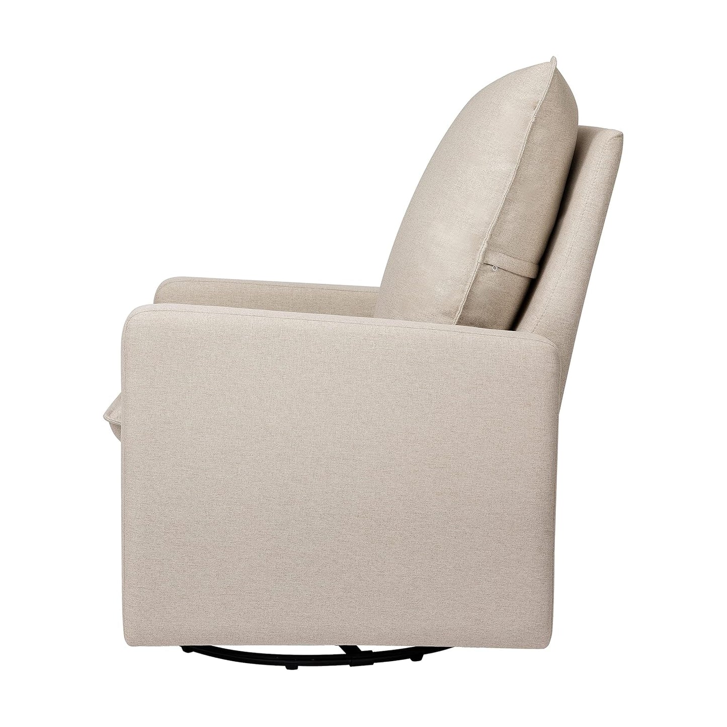 Babyletto Cali Pillowback Swivel Glider in Performance Plastic Cream Eco-Weave, Water Repellent & Stain Resistant, Greenguard Gold and CertiPUR-US Certified