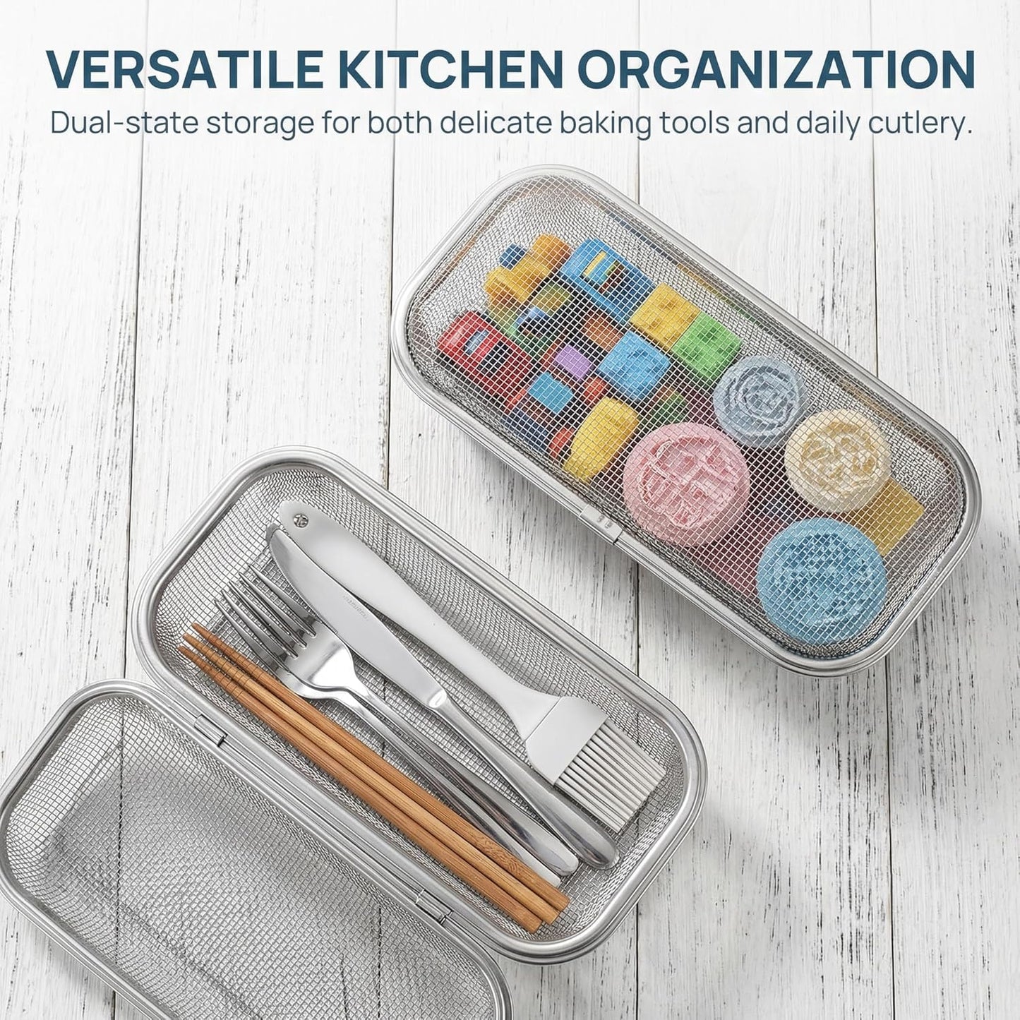 Stainless Steel Dishwasher Basket for Utensils - 18/8 Food-Grade, Custom Fit Size Secure Hold Design Prevents Slipping | Food-Grade Metal & 10-Mesh Drying Tech
