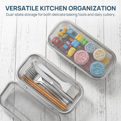 Stainless Steel Dishwasher Basket for Utensils - 18/8 Food-Grade, Custom Fit Size Secure Hold Design Prevents Slipping | Food-Grade Metal & 10-Mesh Drying Tech