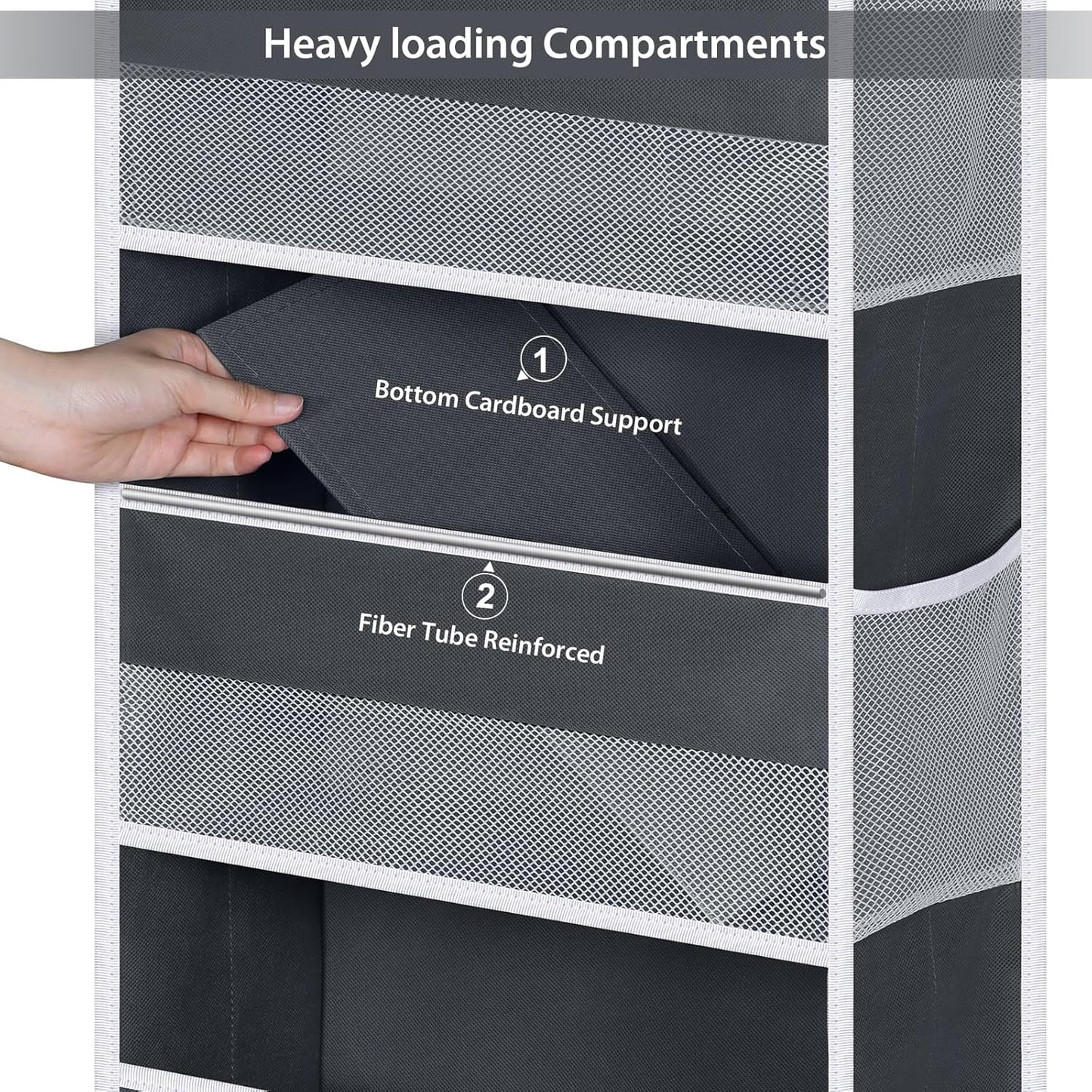 Univivi Over The Door Organizer, 5 Shelf Door Hanging Organizer Nursery Door Storage with 4 Large Compartments and 2 Small PVC Pockets 6 Side Pockets for Bathroom,Cosmetics and Nursery Baby Essential