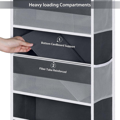 Univivi Over The Door Organizer, 5 Shelf Door Hanging Organizer Nursery Door Storage with 4 Large Compartments and 2 Small PVC Pockets 6 Side Pockets for Bathroom,Cosmetics and Nursery Baby Essential