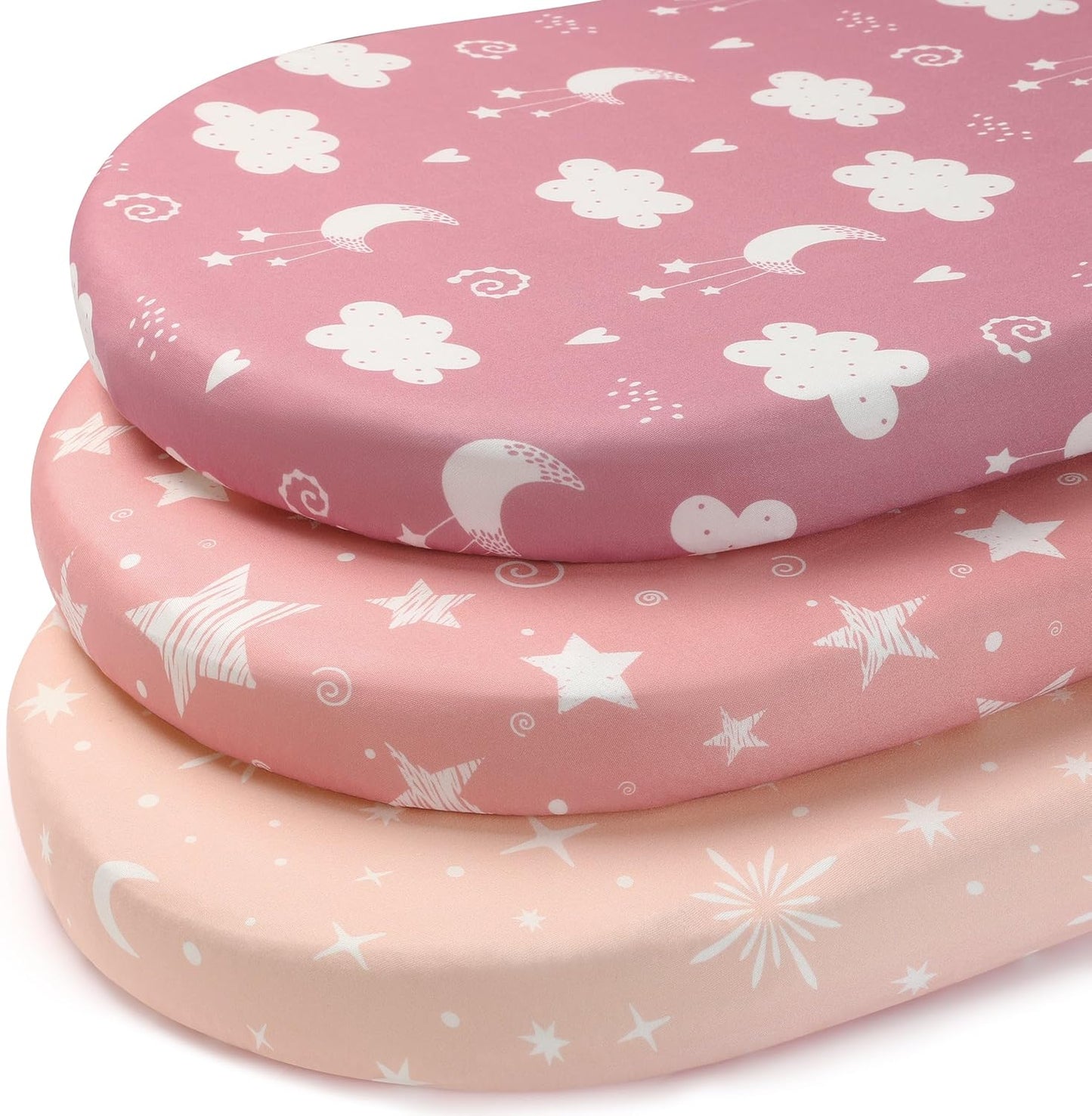 Baby Bedside Bassinet Sheets Girl, 33”x20” Compatible with Baby Delight Dream On Me & Most Rectangle Bedside Sleeper Bassinet Mattress, Super Soft Microfiber Pink Butterfly Flower