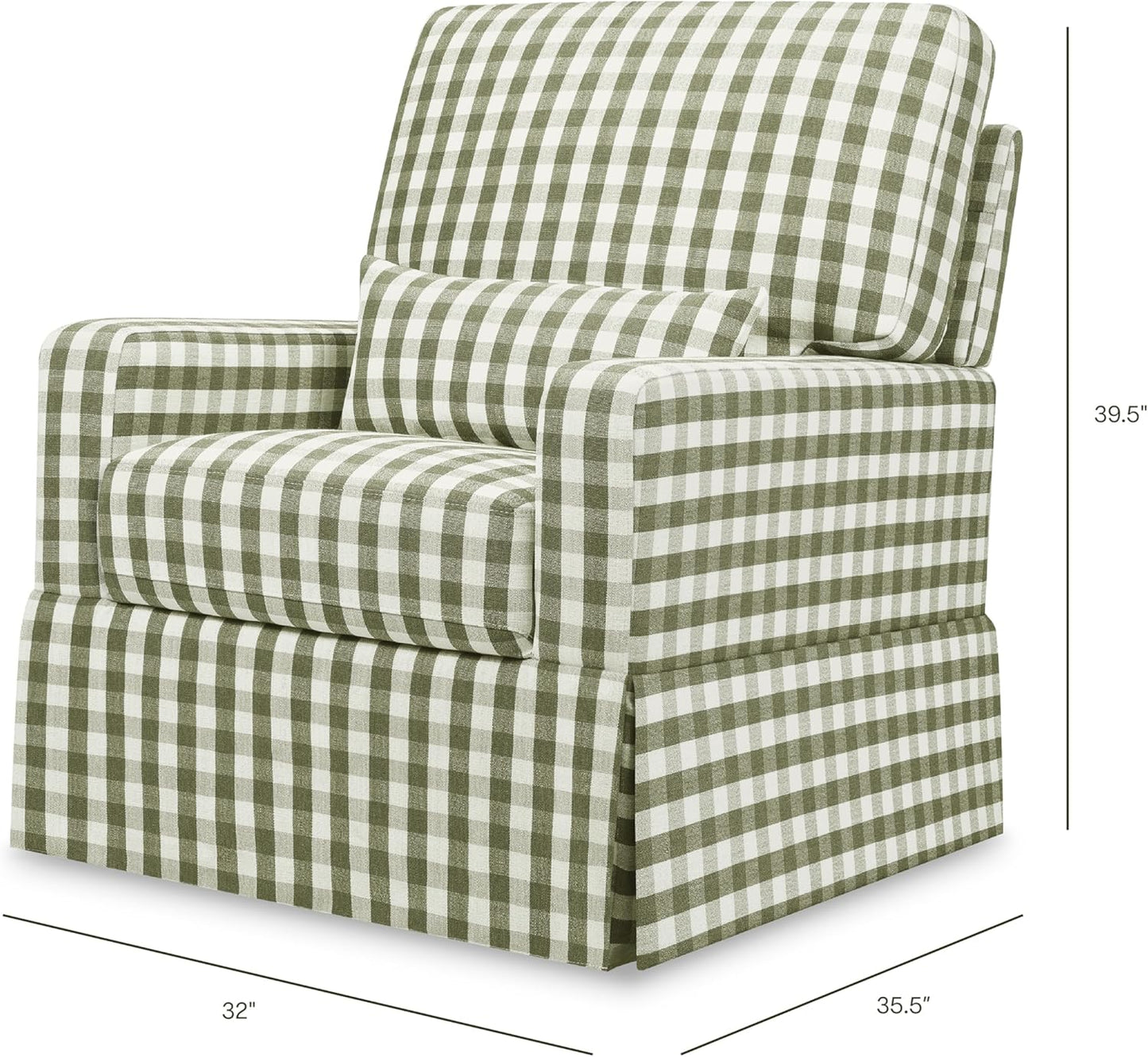 Namesake Crawford Pillowback Comfort Swivel Glider in Tan Gingham, Water Repellent & Stain Resistant, Greenguard Gold & CertiPUR-US Certified
