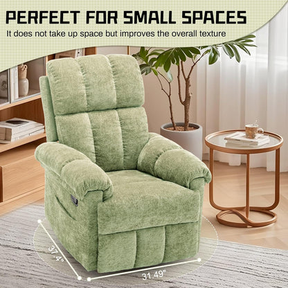 Korser Recliner Chair, Swivel Rocker Recliner Chair for Adults, Small Recliners for Small Spaces, Upholstered Manual Recliner with Side Pockets, Nursery Rocking Chair for Living Room, Chenille, Beige