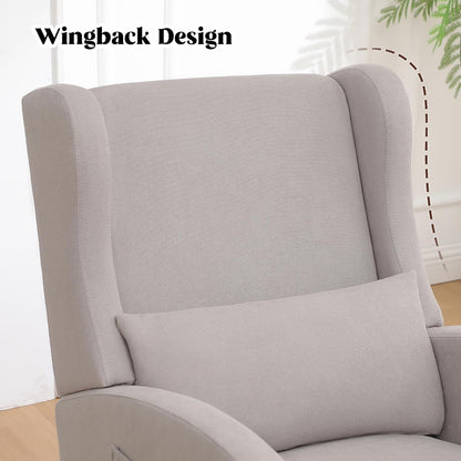 HCHAIRH Rocking Chair Nursery, Nursery Rocking Chairs with Foot Rest, Comfy Fabric Glider Rocker Nursing Chair with High Back for Nursing, Living Room, Bedroom, Beige