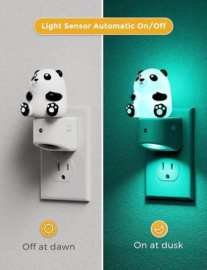 L LOHAS LED Night Light for Kids, 3D Panda Night Light Plug in, Dusk to Dawn Nursery Night Lights, RGB+Soft White 3000K, 3 Lighting Modes, Room Decor, Children