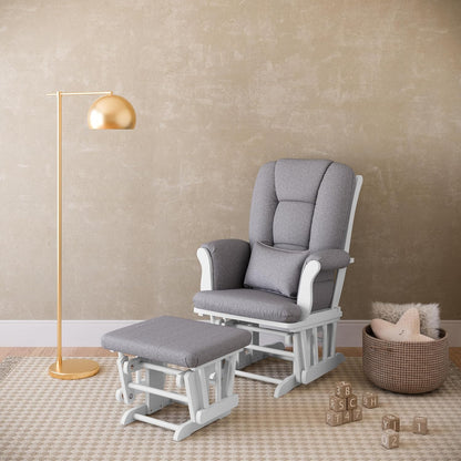 Storkcraft Tuscany Glider with Ottoman (Black/Gray) — GREENGUARD Gold Certified, Bonus Lumbar Cushion Included, Solid Wood Base, Smooth Motion, Award-Winning Nursery Rocking Chair, Glider and Ottoman