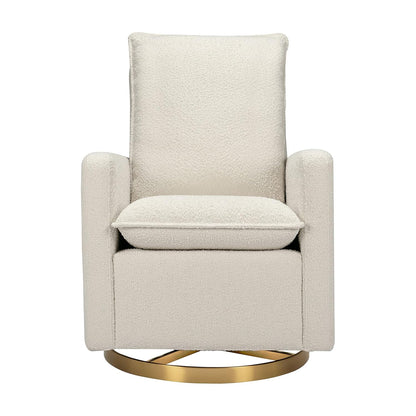 Babyletto Cali Pillowback Swivel Glider in Performance Plastic Cream Eco-Weave, Water Repellent & Stain Resistant, Greenguard Gold and CertiPUR-US Certified
