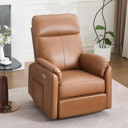 Power Glider Recliner Nursery Rocking Chair with USB Ports, Glider Chair with Lumbar Pillow for Living Room, Glider Swivel Recliner Chair for Nursery(Beige)