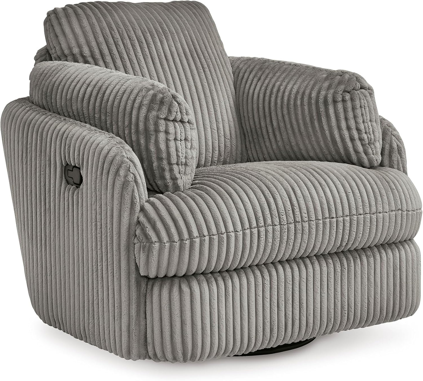 Signature Design by Ashley Tie-Breaker Cozy Contemporary Manual Press-Back Swivel Glider Rocker Recliner with 2 Bolster Pillows and Hidden Storage, White