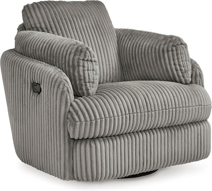 Signature Design by Ashley Tie-Breaker Cozy Contemporary Manual Press-Back Swivel Glider Rocker Recliner with 2 Bolster Pillows and Hidden Storage, White