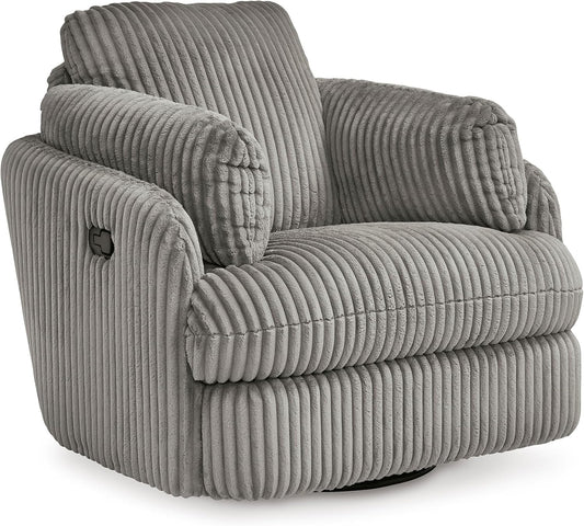 Signature Design by Ashley Tie-Breaker Cozy Contemporary Manual Press-Back Swivel Glider Rocker Recliner with 2 Bolster Pillows and Hidden Storage, White