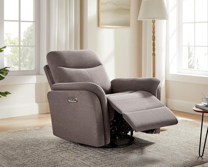 VANOMi Power Recliner Chair Swivel Glider, Electric Rocking Recliner Chairs with USB and Type-C Ports, Nursery Chair Recliner for Living Room, Bedroom, Apartment（Camel）