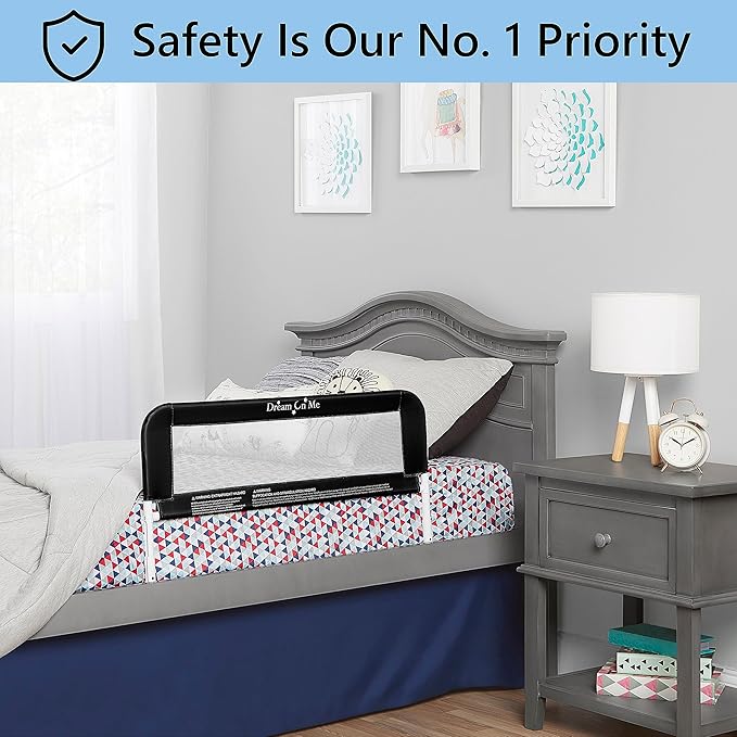 Dream On Me Lightweight Mesh Security Adjustable Bed Rail Double Pack with Breathable Mesh Fabric in Black, 2 Count (Pack of 1)