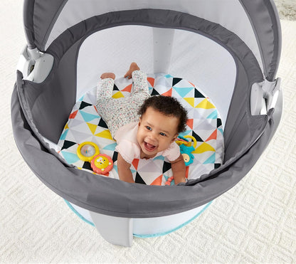 Fisher-Price Portable Bassinet On-The-Go Baby Dome, Travel Play Space with Developmental Newborn Toys & Canopy, Windmill