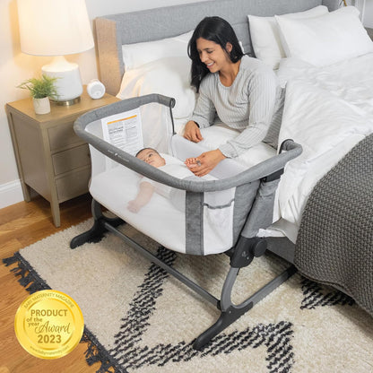 Baby Delight Beside Me Dreamer Bassinet | Bedside Sleeper | 6-Position Height Adjustment | Charcoal Tweed
