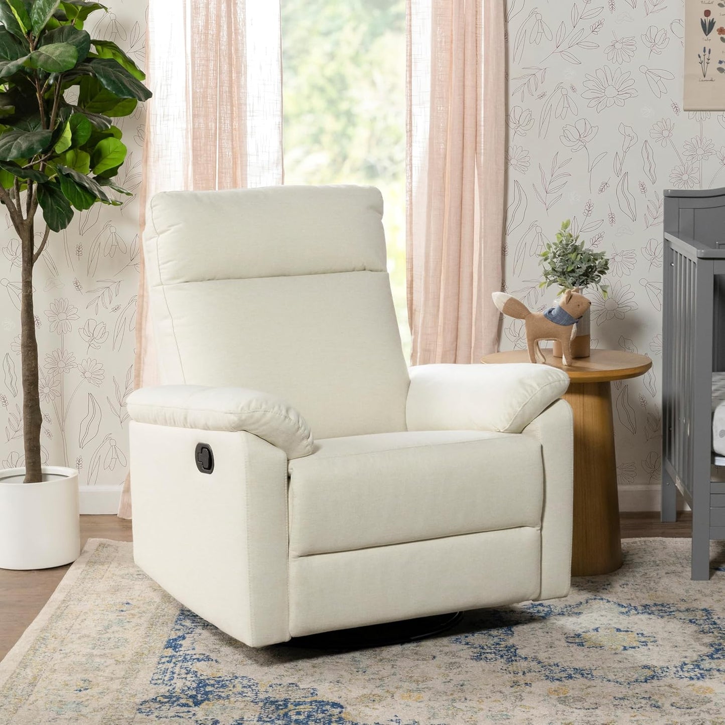 Davinci Suzy Glider Recliner Nursery Chair - Glider Rocking Chair for Nursery and Living Room - GREENGUARD Gold, FSC & Certi-PUR US Certified - 360° Swivel Rocker Recliner Chair (Cozy Cream Boucle)