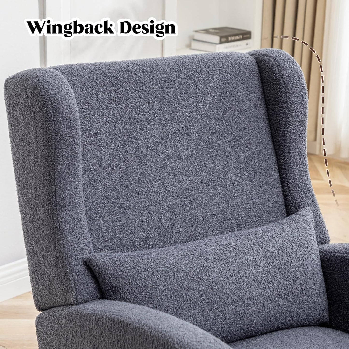 HCHAIRH Rocking Chair Nursery, Nursery Rocking Chairs with Foot Rest, Comfy Fabric Glider Rocker Nursing Chair with High Back for Nursing, Living Room, Bedroom, Beige