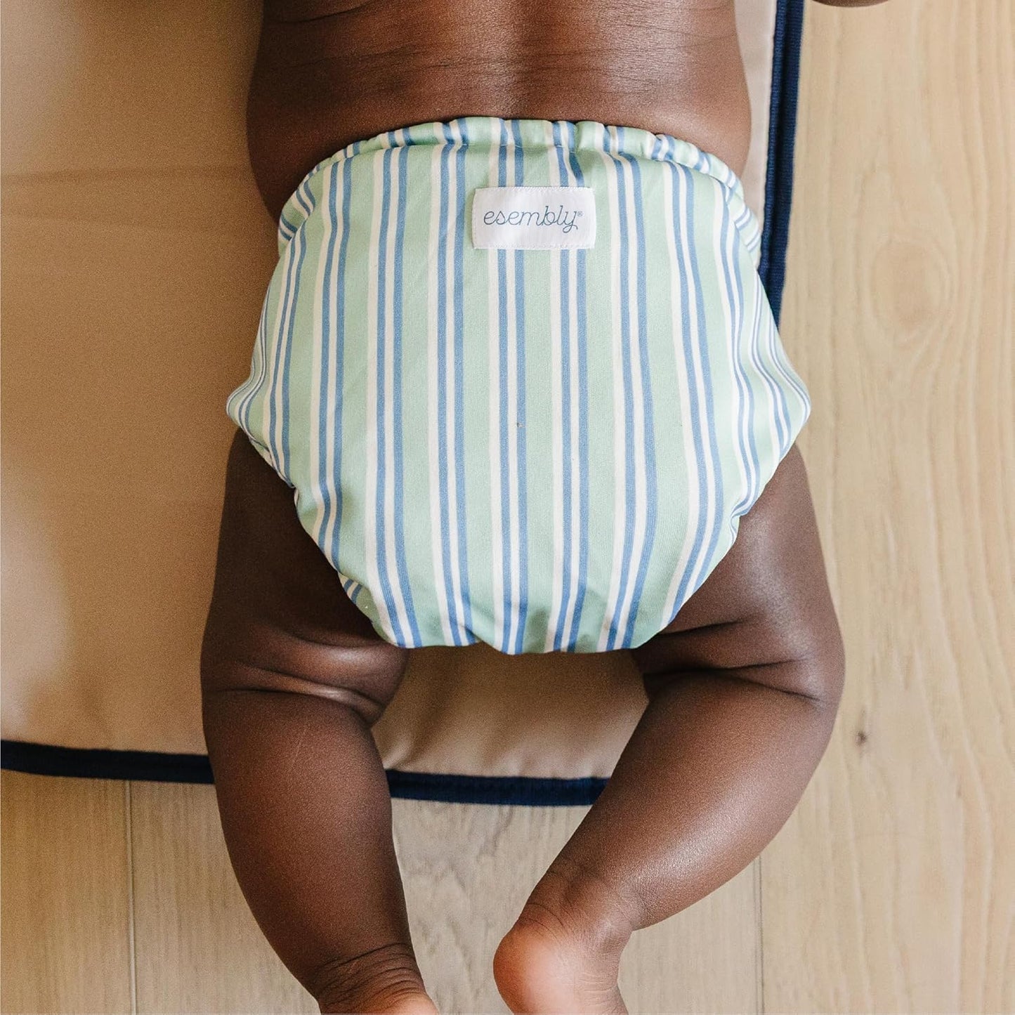 Esembly Cloth Diaper Cover - Reusable Swim Diaper, Waterproof, Breathable - Adjustable Outer Layer Over Absorbent Inner for Blowout Protection - Sea Glass, Size 2 (18-35lbs)