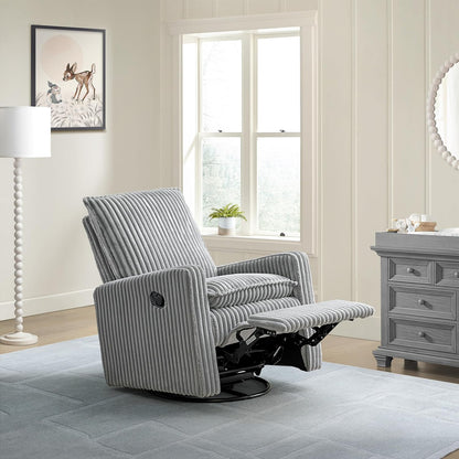 Oxford Baby Uptown Upholstered Glider Recliner Rocking Chair 360° Swivel for Nursery and Living Room - Boucle White