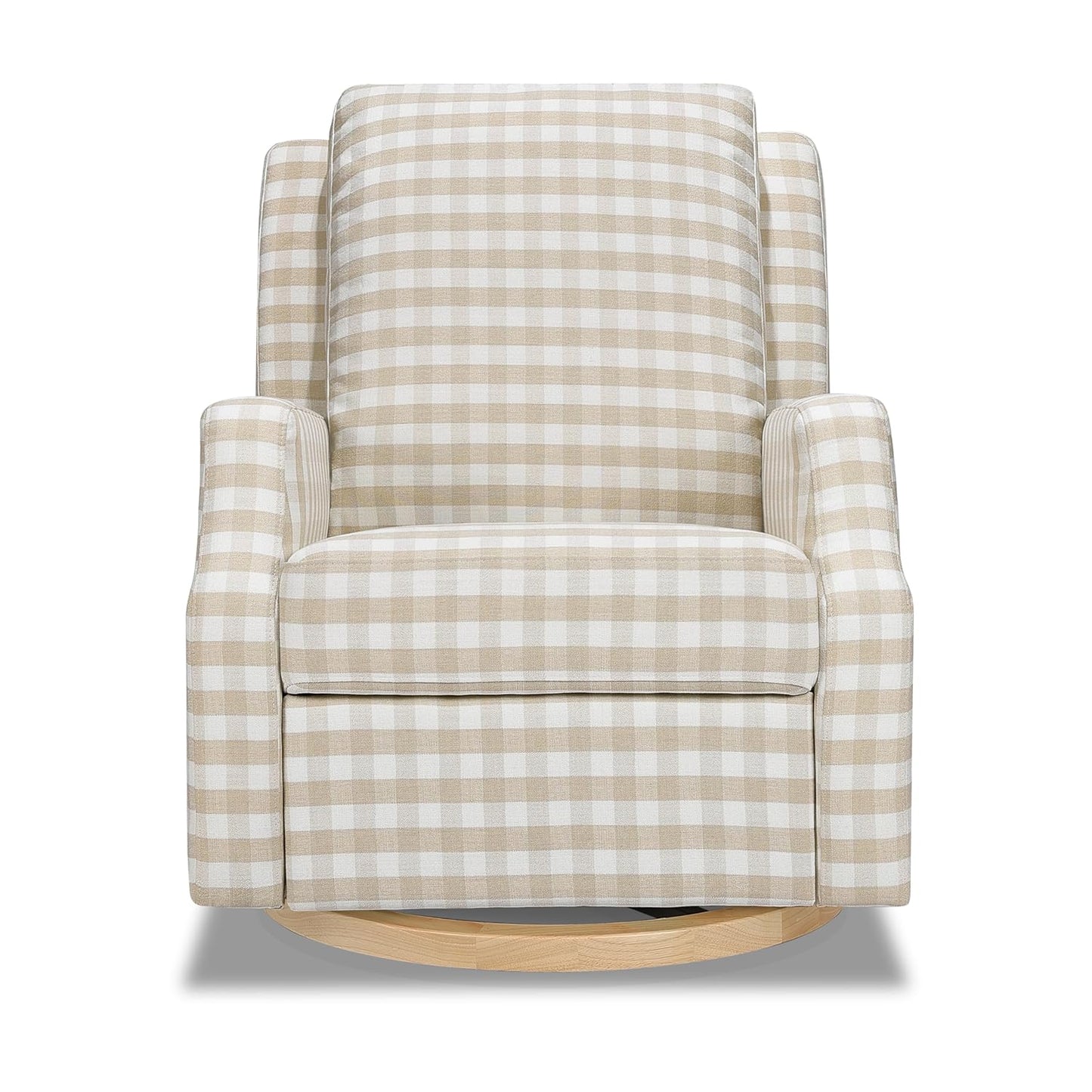 Namesake Crewe Glider Recliner Nursery Chair - GREENGUARD Gold & Certi-PUR US Certified Rocker Recliner - Glider Rocking Chair for Nursery & Living Room - Manual, 360° Swivel, Tan Gingham