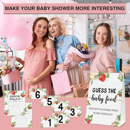 Guess the Baby Food Party Games, Baby Shower Game Set, 1 Standing Sign + 25 Answer Cards + 6 Number Cards, Boho Wild West Gender Reveal Party Decoration Supplies -B05