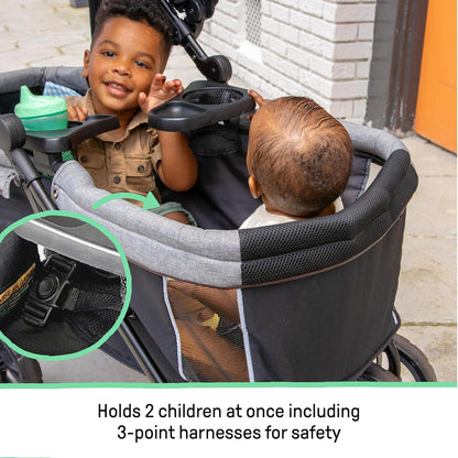 Ingenuity 3Dlite Wagon Convenience Lightweight Stroller for Infants, Accommodates up to 50 Pounds and Holds 2 Children, Black/Gray