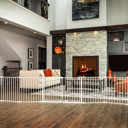 Regalo Safety 192" Super Wide Baby Gate & Play Yard, 2-in-1 Convertible Extra Wide Safety Barrier, Hardware Mounted for Toddlers & Pets, Tested & Safe for 30 Years, American Designed & Owned, White