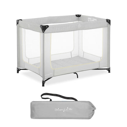 Dream On Me Zoom Portable Playard in Black, Lightweight, Packable and Easy Setup Baby Playard, Breathable Mesh Sides and Soft Fabric - Comes with a Removable Padded Mat