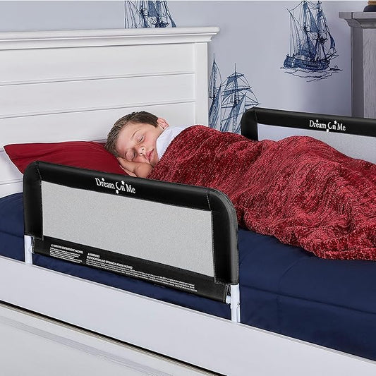 Dream On Me Lightweight Mesh Security Adjustable Bed Rail Double Pack with Breathable Mesh Fabric in Black, 2 Count (Pack of 1)