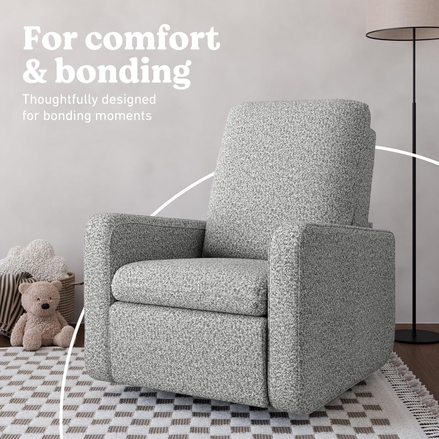 Graco Teddi Power Recliner Swivel Glider, Electronic Power Recline, Oeko-TEX 100 Certified, USB-A & USB-C Charger, Premium Cushioning & Comfort – (Ivory Basketweave)