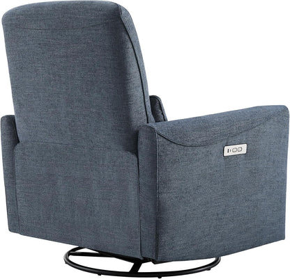CHITA Power Recliner Chair Swivel Glider, FSC Certified Upholstered Living Room Nursery Reclining Sofa Chair with Lumbar Support, Linen