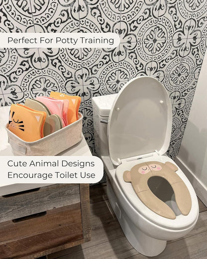 Hippypotamus Travel Potty Seat for Toddler - Folding Potty Training Seat - Portable Toilet Seat Cover for Baby & Kids (PINK Unicorn)