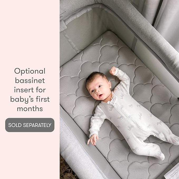 Newton Baby Deluxe Travel Crib & Play Yard | Largest in Class, Breathable, Washable Mattress, Foldable Playpen for Toddlers, Travel Bag, Grey