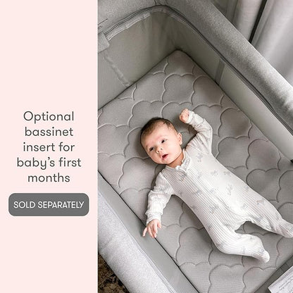 Newton Baby Deluxe Travel Crib & Play Yard | Largest in Class, Breathable, Washable Mattress, Foldable Playpen for Toddlers, Travel Bag, Grey