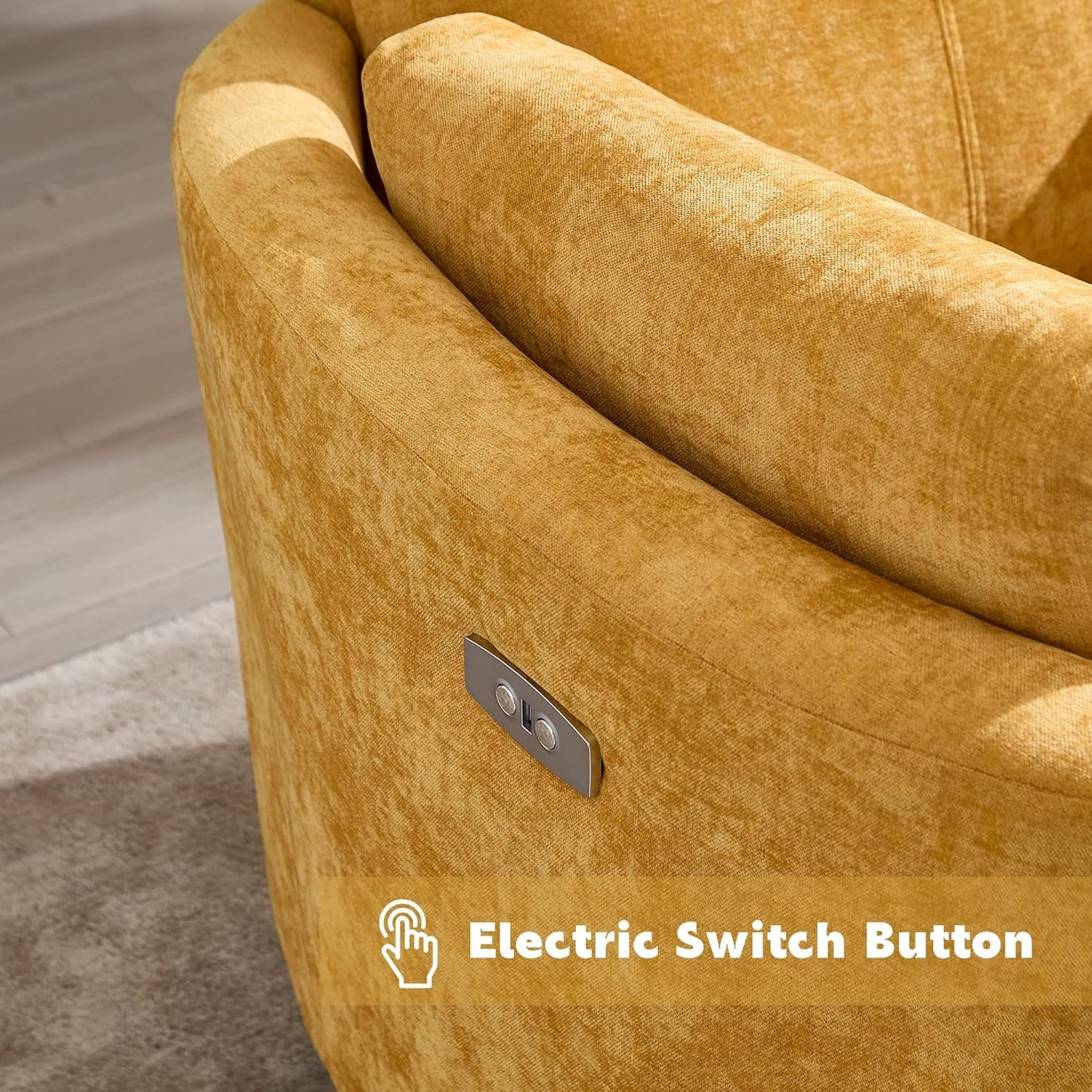 Power Recliner,Nursery Swivel Glider Rocking Chair with USB Port,Upholstered Adult Electric Recliner Rocking Chair with 2 Pillows for Living Room Bedroom (Beige Corduroy, Power-Driven)